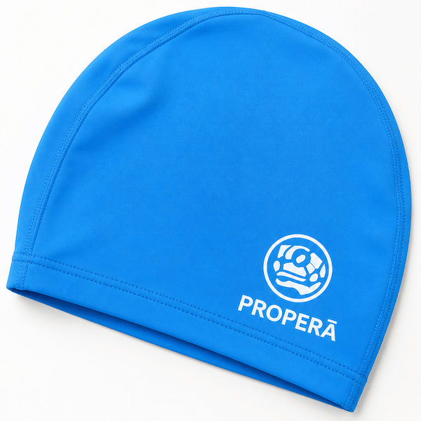 Голубая детская текстильная шапочка для плавания PROPERĀ FlexiFit Junior 48–56 см